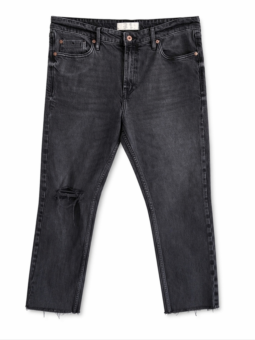 Free People We The Free Black Distressed Skinny Jeans Low Rise Size 31 Raw Hem - Picture 2 of 16